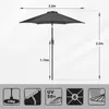 Diagram showing the dimensions and features of a gray patio umbrella. Produktbild-Vorschau