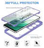 An exploded view of a phone case with a phone inside, showing its layers and features. Produktbild-Vorschau