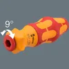 A close-up view of a screwdriver handle with a 9-degree angle indicator and an arrow showing rotation. Produktbild-Vorschau