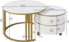 A diagram showing the dimensions of a nesting coffee table set. Náhled obrázku produktu