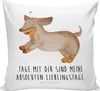 Mr. & Mrs. Panda Deko Kissen Hund Dackel - Weiß - Geschenk, Produktbild-Vorschau 1