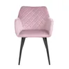 A pink velvet chair with a diamond-stitched pattern and black metal legs, shown against a white background. Produktbild-Vorschau