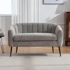 okwish Pohovka chenille dvoumístná retro design s rýhovaným Náhled obrázku produktu 3