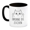 Katze mit Mittelfinger Kaffeebecher in schwarz mit Spruch Produktbild-Vorschau 2