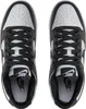 A top-down view of a pair of black and white Nike Dunk Low Retro sneakers. Produktbild-Vorschau