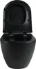 A black wall-mounted toilet with the lid open, shown from the front against a white background. Náhled obrázku produktu