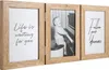 A triple photo frame with a wooden finish, displaying text and a vintage photograph of a baby playing a piano. Voir les images du produit