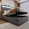 Merax Lit rembourré 140x200 cm avec LED, USB, lit double Voir les images du produit 3