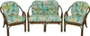 A set of rattan furniture including two armchairs and a loveseat, all with floral patterned cushions, displayed against a white background. Produktbild-Vorschau