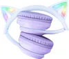 A pair of purple gaming headphones with cat ears that light up with rainbow colors. Podgląd zdjęcia produktu