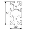 Länge 1100mm - Aluminiumprofil schwarz 30x60L I-Typ Nut 6 Produktbild-Vorschau 3