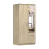 Drehtürenschrank Kleiderschrank Schrank mit Spiegel 100 cm Produktbild-Vorschau 2