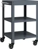 A dark gray metal serving cart with three shelves and wheels, shown against a white background. Anteprima dell’immagine prodotto