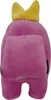 A pink Among Us plush toy with a yellow crown on its head, shown from the back. Anteprima dell’immagine prodotto