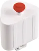 A white triangular container with a red button on top, isolated on a white background. Produktbild-Vorschau