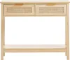 SucceBuy Table console en rotin avec 2 tiroirs, porte Voir les images du produit 1