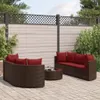 7-tlg. Garten-Sofagarnitur mit Kissen Braun Poly Rattan Produktbild-Vorschau 2