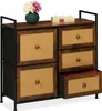 Comodino Relaxdays, 5 cassetti, effetto rattan, ingresso, Anteprima dell’immagine prodotto 1