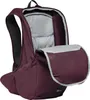 A close-up view of an open burgundy backpack, showing its interior compartments. Produktbild-Vorschau