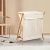 Wäschekorb faltbare Wäschebox aus Bambus 56.5x50x34cm Produktbild-Vorschau 1