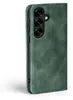 A green flip case for a smartphone is shown from the side. Produktbild-Vorschau