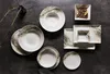 Plateau de service - Blanc - Marron - 30 x 20 cm - grès Voir les images du produit 2