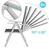 2x Chaises de jardin à dossier haut argent aluminium Voir les images du produit 4