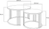 A line drawing diagram of two nesting round coffee tables with dimensions indicated. Produktbild-Vorschau