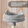 A close-up of a cat tree platform with a text overlay. Produktbild-Vorschau