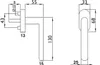 A technical drawing with dimensions of a door handle. Produktbild-Vorschau