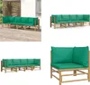 vidaXL 4 tlg. Garten Lounge Set mit Grünen Kissen Bambus - Produktbild-Vorschau 1