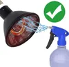 A heat lamp and a spray bottle are shown with water spraying from the bottle towards the lamp, and a green checkmark symbol is present. Náhled obrázku produktu