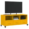 vidaXL Mobile TV giallo senape 100,5x39x43,5 cm Acciaio Anteprima dell’immagine prodotto 4