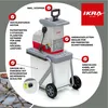 A marketing image of a garden shredder with callouts highlighting its features. Produktbild-Vorschau
