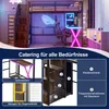 A loft bed setup with a desk, chair, and storage, featuring neon lighting. Podgląd zdjęcia produktu