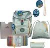A set of school supplies including a backpack, pencil case, and drawstring bag, arranged on a white background. Produktbild-Vorschau