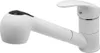 A white kitchen faucet with a pull-out spray head is shown against a white background. Produktbild-Vorschau