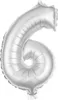 Folienballon Zahl 6 silber 100 cm Produktbild-Vorschau 1