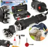 A collage of images showcasing an electric sheep shearing machine and its accessories, with a close-up of a sheep being shorn. Anteprima dell’immagine prodotto