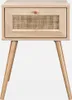 Comodino effetto legno e intrecciatura cannage, 1 cassetto, Anteprima dell’immagine prodotto 2