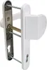 A white door handle mechanism with visible internal components, set against a white background. Produktbild-Vorschau