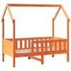 Kinderbett Hausbett Wachsbraun 80x160 cm Massivholz Kiefer Produktbild-Vorschau 1