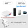 Marketing image showing a smart thermostat, a Zigbee gateway, and voice assistants (Alexa, Google Home) with text highlighting voice control compatibility. Produktbild-Vorschau