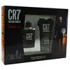 A gift set of Cristiano Ronaldo CR7 Game On fragrance and body wash, presented in a black box with a city skyline graphic and an image of Cristiano Ronaldo. Produktbild-Vorschau