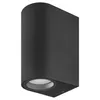 A black, semi-cylindrical outdoor wall light fixture. Náhled obrázku produktu