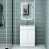 A modern bathroom vanity with a sink and cabinet, set against a tiled wall. Produktbild-Vorschau