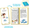 A spread of cards from a quiz game, with one card showing a question and illustration, and two cards showing explanations and illustrations. Anteprima dell’immagine prodotto