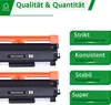 Two toner cartridges are shown with descriptive text boxes on the right. Produktbild-Vorschau