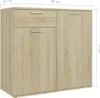 A light brown wooden sideboard with two drawers and two doors, shown from the front with dimensions indicated. Anteprima dell’immagine prodotto