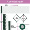 Diagrams and measurements of a green wire mesh fence. Produktbild-Vorschau